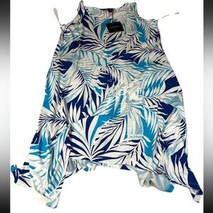 NEW Cynthia Rowley Women’s Size 1X Dress Stretchy Beachy Blue White #3900